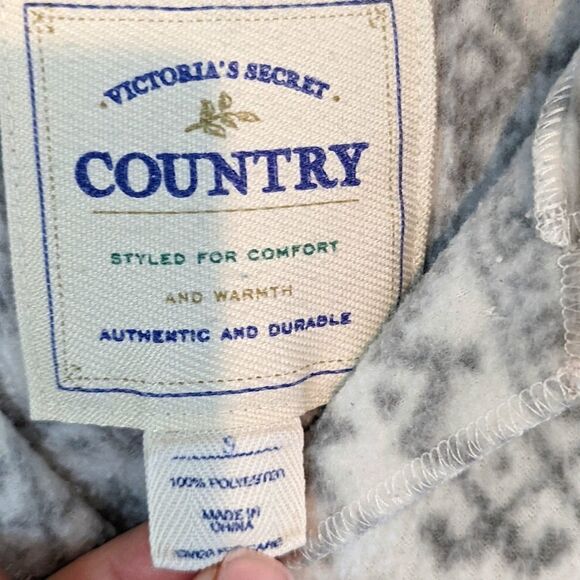 Victoria's Secret Country‎ Cozy Gray Fleece Jacket Shirt Small - Picture 4 of 10